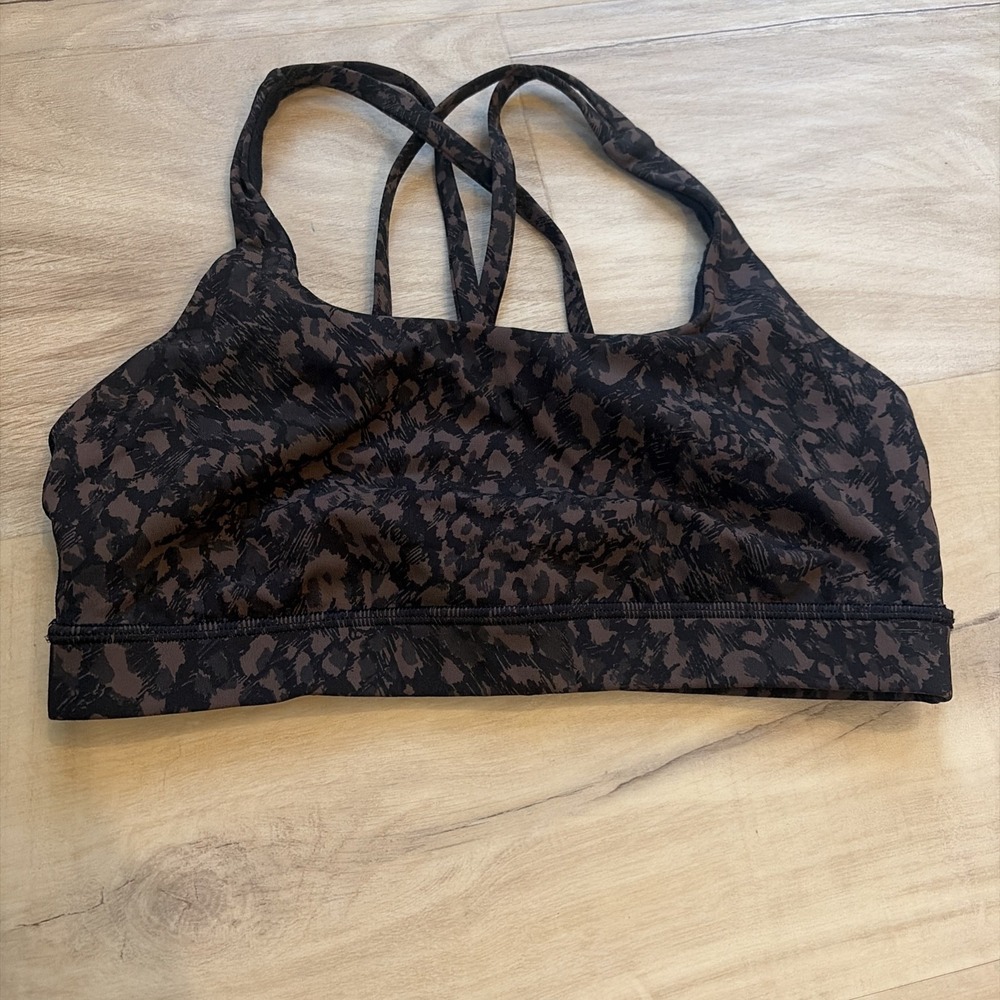 Lululemon Energy Bra Sports Bra Brown Wild Camouflage Womens Size 8